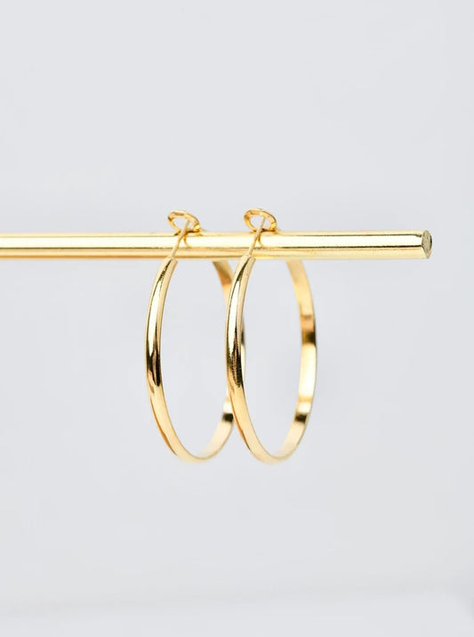 14K Gold Plated EdgeHoop Earrings (5cm)