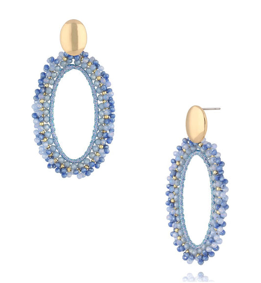 Blue Flower Crystal Earrings Weekend 0332