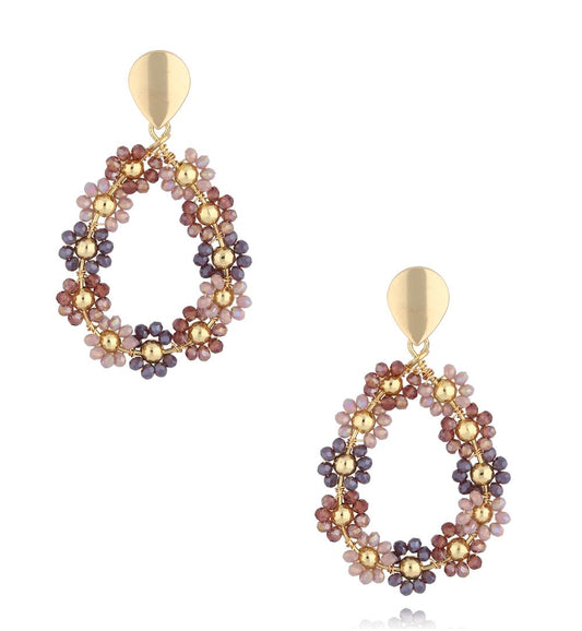 Regal Purple Crystal Flower Earrings