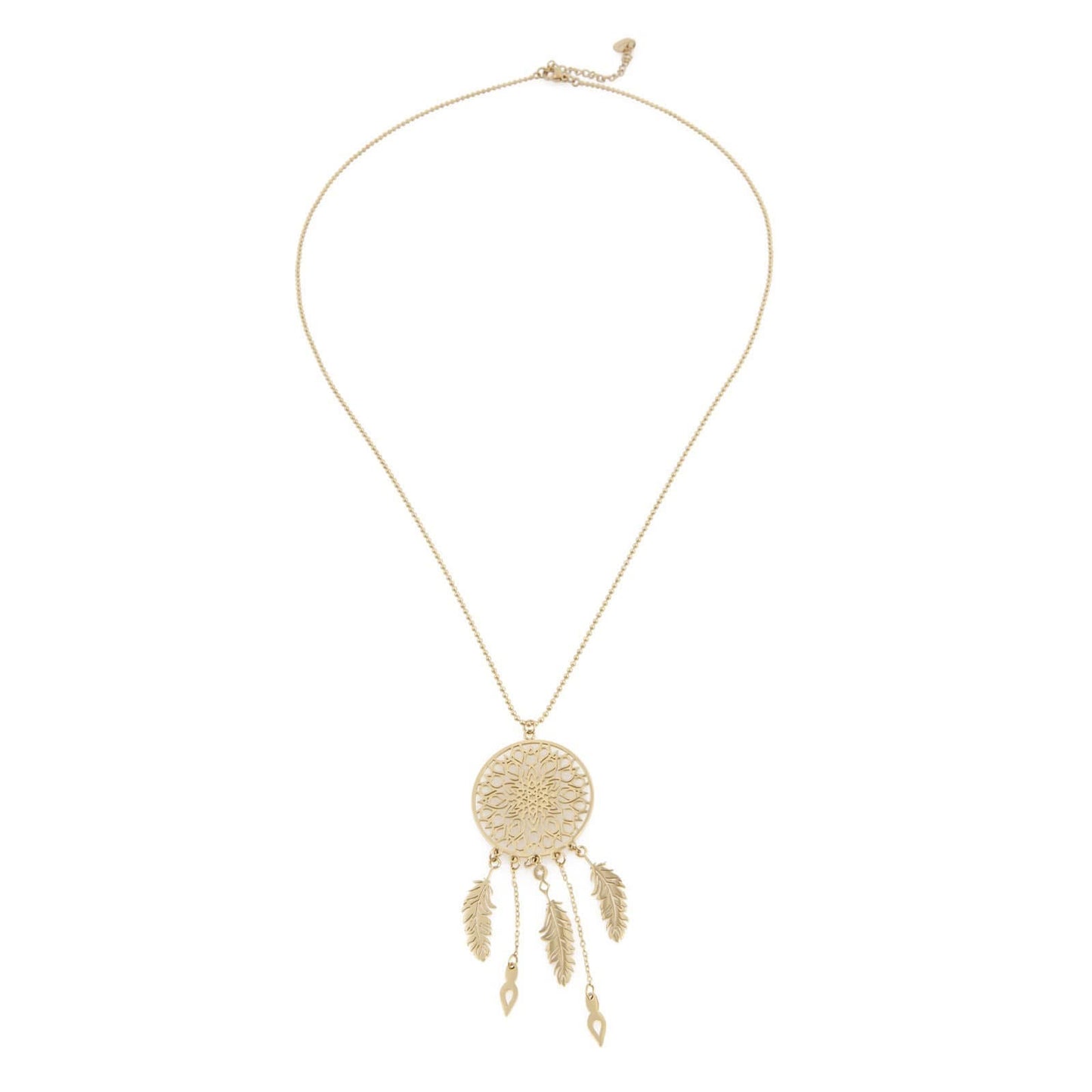 14K Gold Plated Long Necklace with Dream Catcher