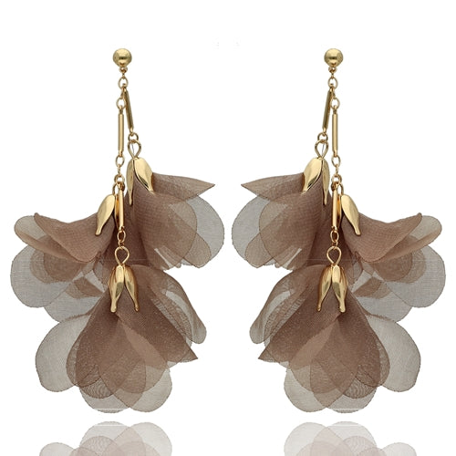 Cappuccino Silk Flower Earrings