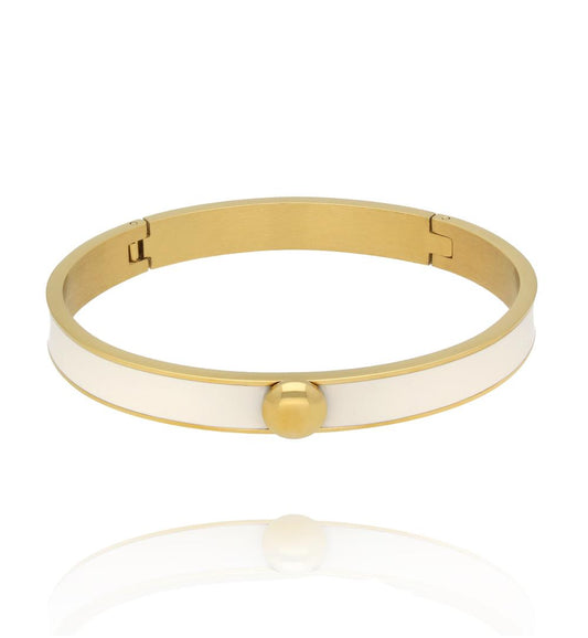Gold Plated Amalfi White Enamel Bangle Bracelet 1004