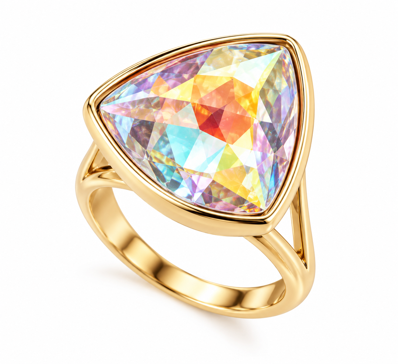 Gold Plated Aurora Crystal Glow Ring (size 8)
