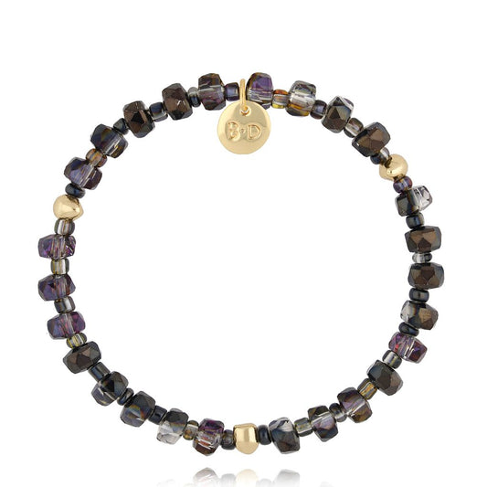 Luminous Smoked Black Glass Crystals Bracelet 0309