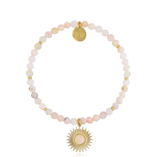Pink Opal Bracelet with Sun Pendant Ramia