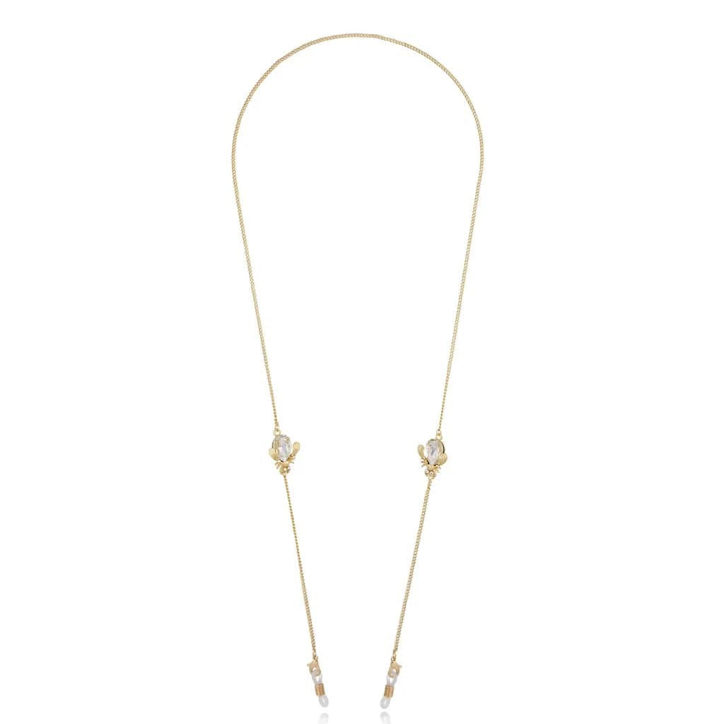 Gold Sunglasses Chain with Transparent Beetles Forest