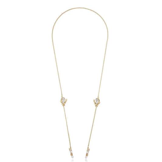 Gold Sunglasses Chain with Transparent Beetles Forest