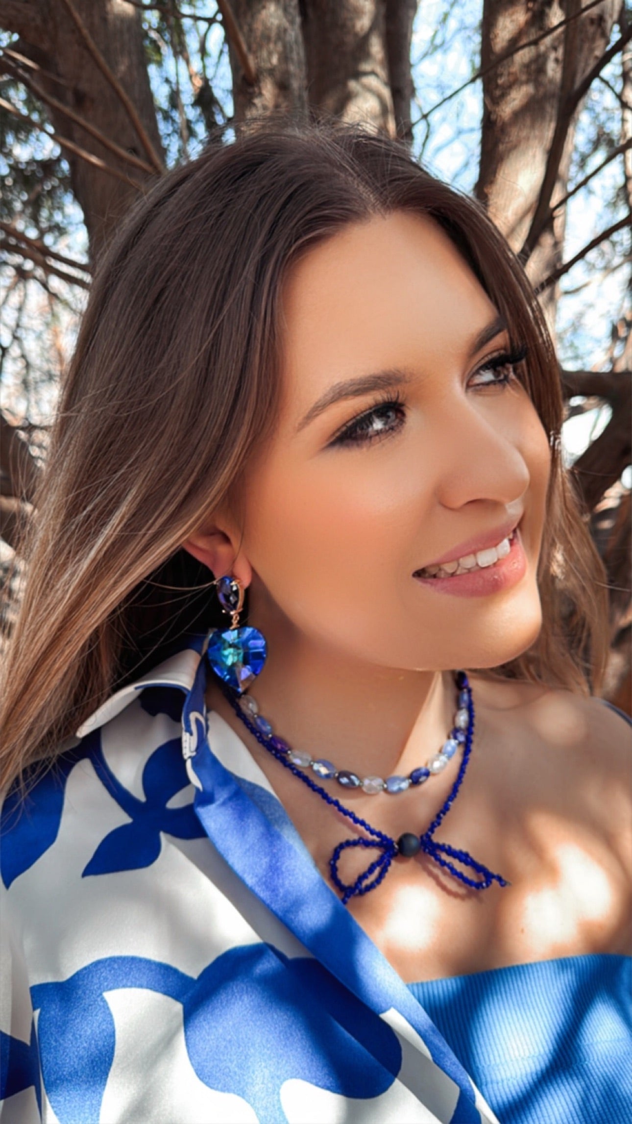 Royal Blue Crystal Heart Earrings Osasco