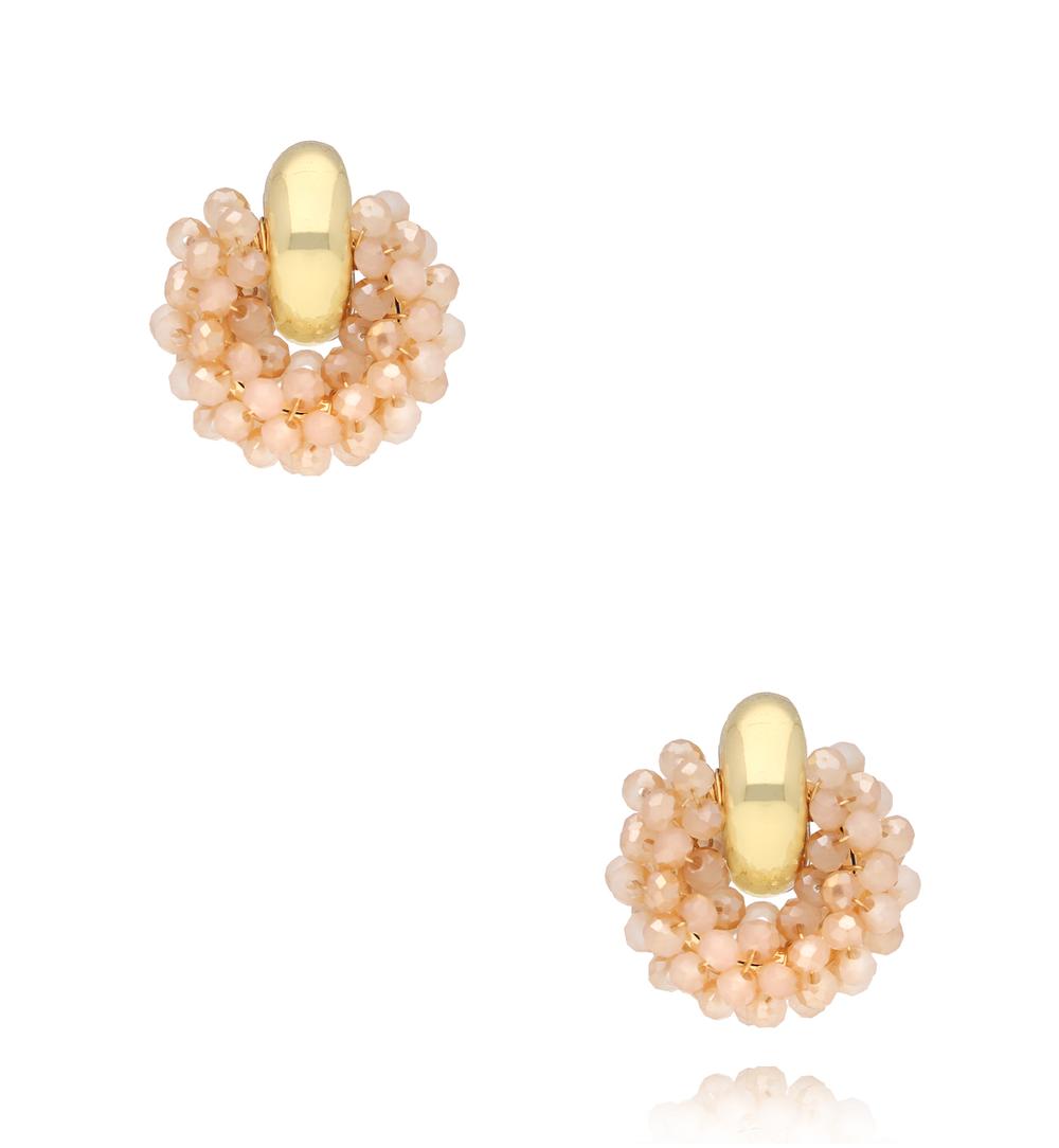 Beige Luminous Glass Crystal Earrings Weekend 0172