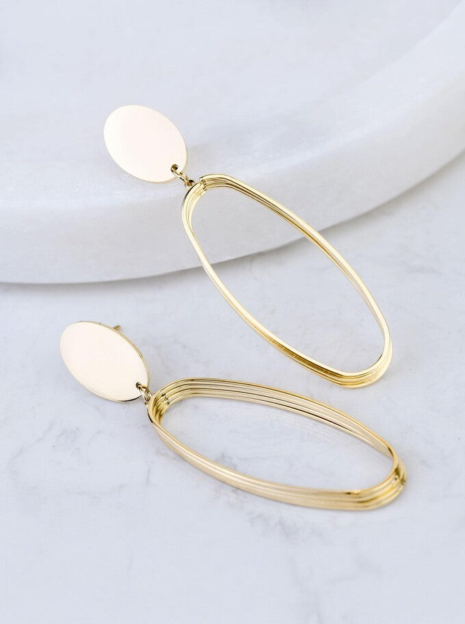 14k Gold Plated Multi Layer Oval Hoop Earrings