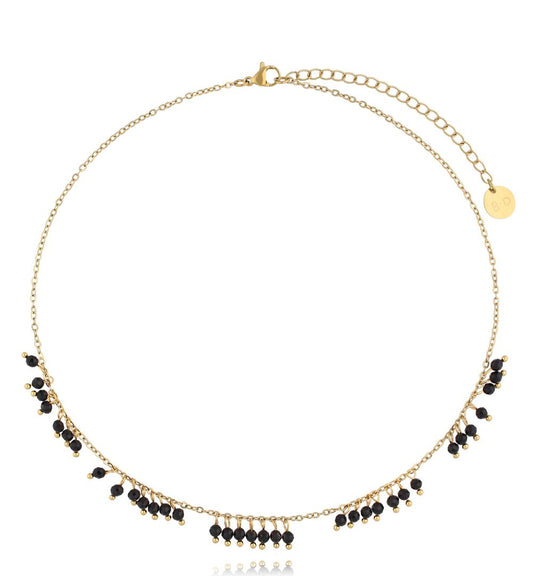 Gold Plated Necklace with Black Tourmaline Incanto 0337