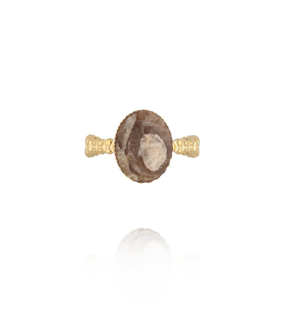 Gold Plated Round Natural Stone Ring 0080