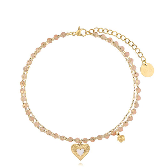Gold Plated Triple Chain Anklet with Heart Sonnet