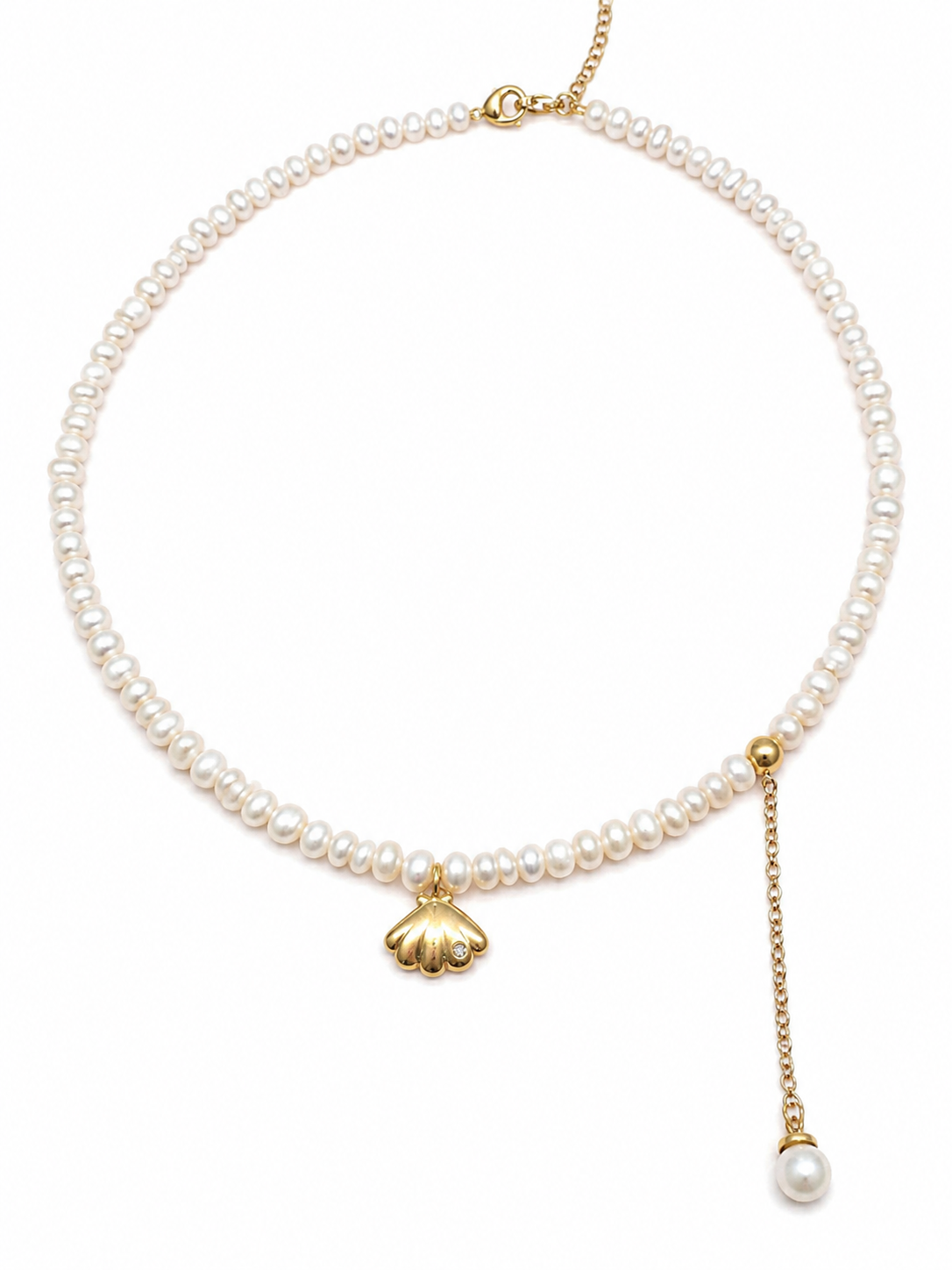 Pearl Necklace with Seashell and Pearl Pendant