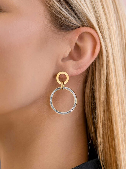 14k Gold Plated Crystal Hoop Earrings