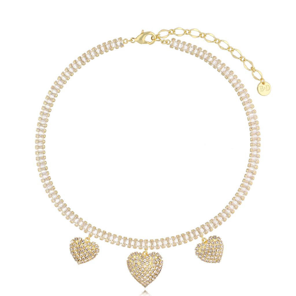 Transparent Zirconium Necklace with Hearts Amour de Cristal