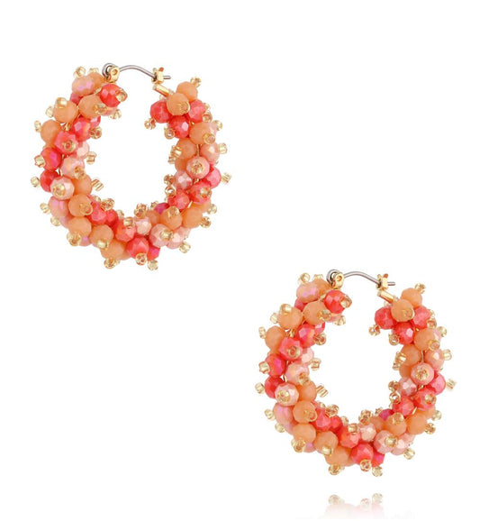 Luminous Raspberry Coral Glass Crystal Earrings