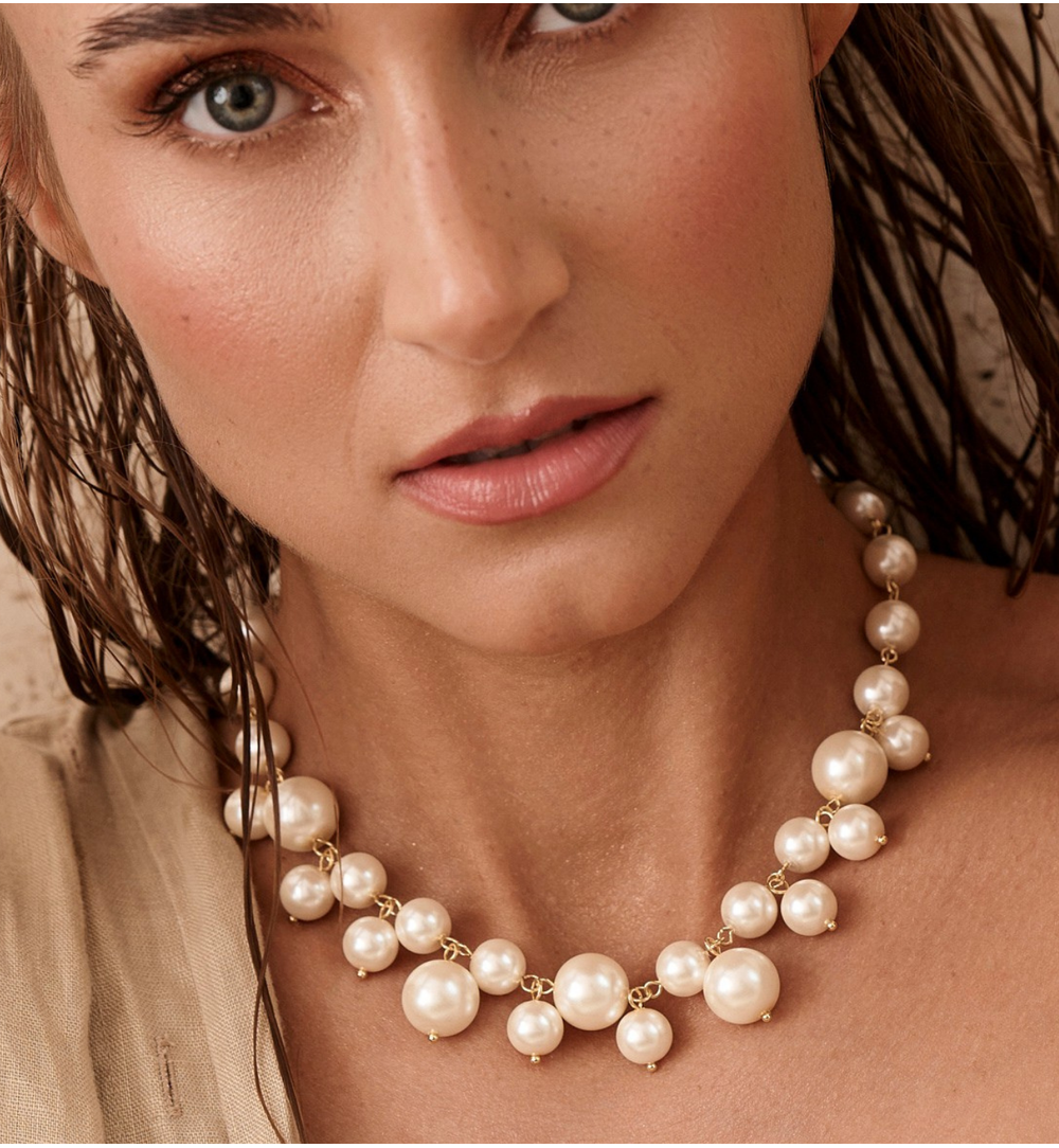 Pearl Symphony Gold Statement Necklace 0299