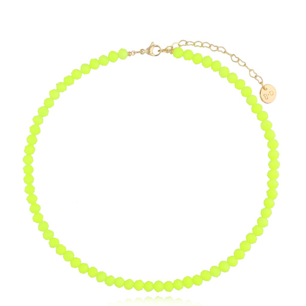 Neon Green Faceted Glass Crystals Necklace