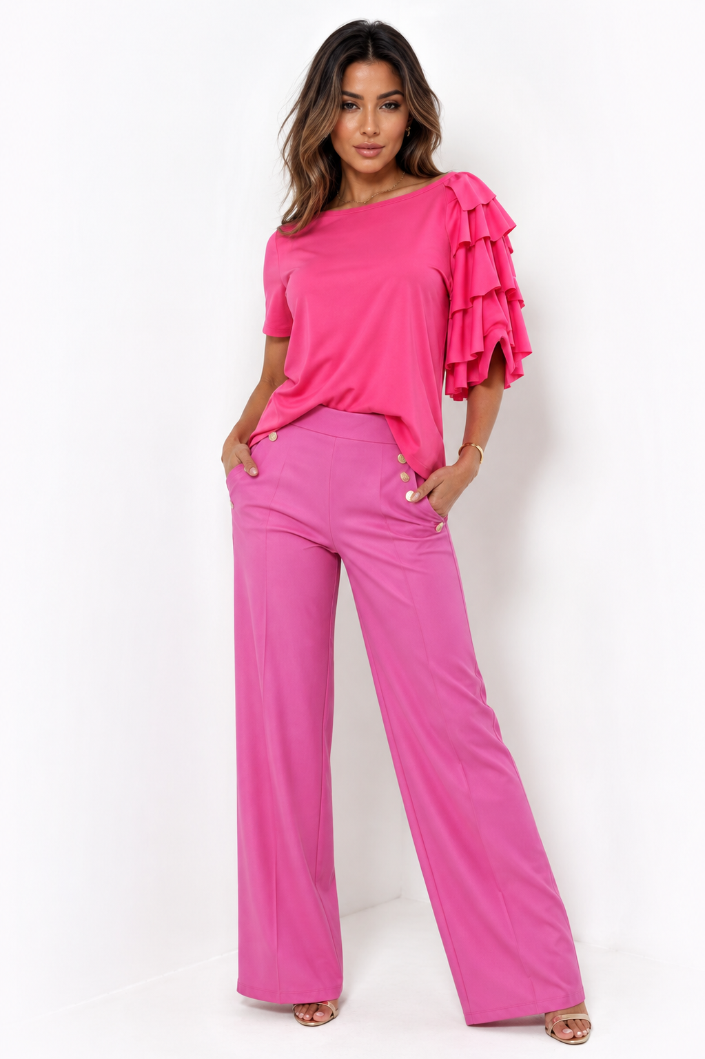 Muse Ruffle Blouse in Pink