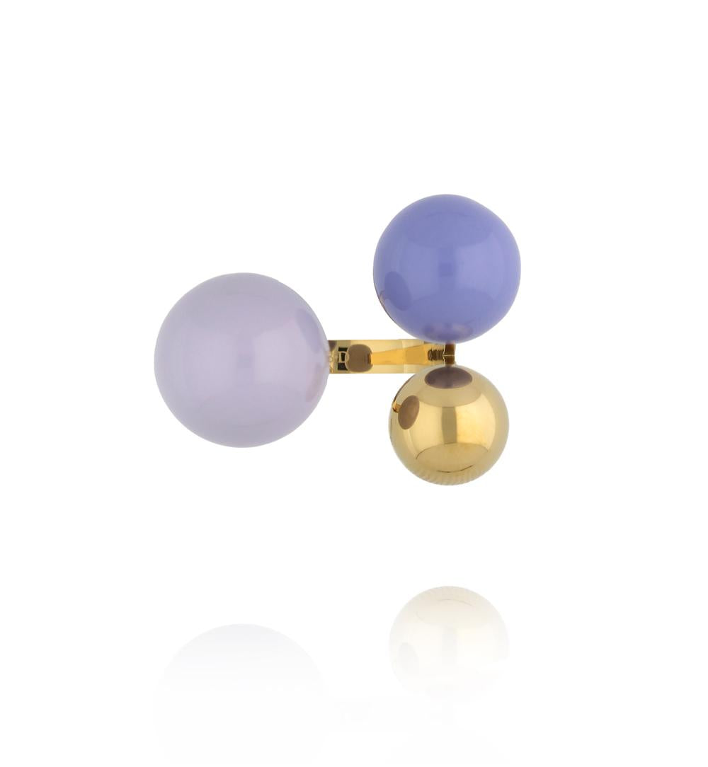 Steel and Shine Enamel Purple and Lavender Balls Ring 1123