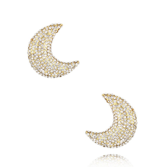 Fabulous Gold Crystals Moon Earrings