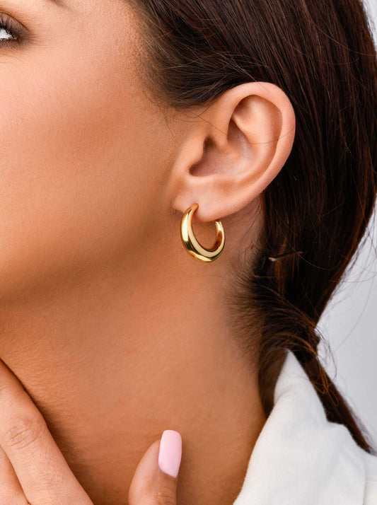 14k Gold Plated Moon Trendy Hoops