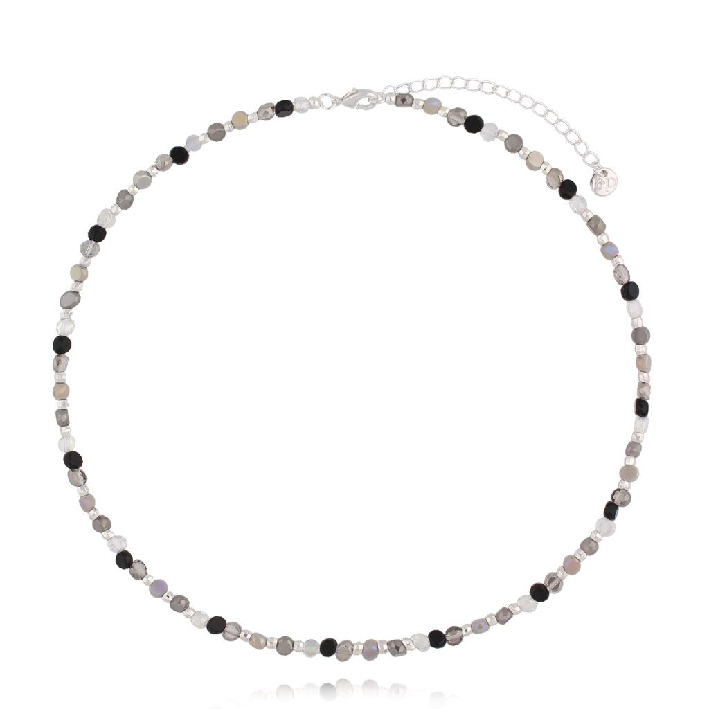 Gray & Silver Crystals Necklace Simplicity