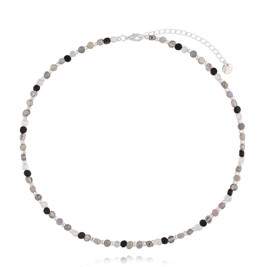 Gray & Silver Crystals Necklace Simplicity