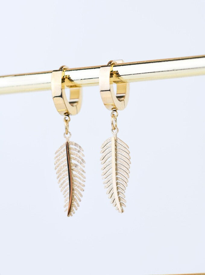 14k Gold Plated Shiny Leaf Earrings