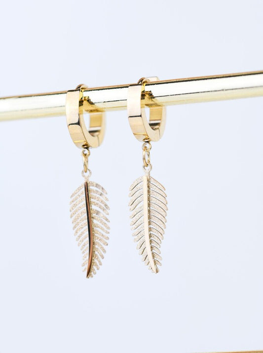 14k Gold Plated Shiny Leaf Earrings