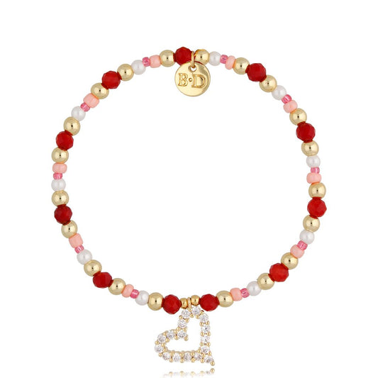 Red Paradise Bracelet with Crystal Heart Pendant