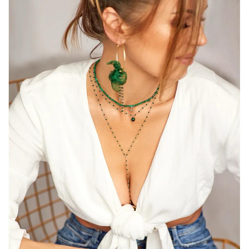 Pine Green Silk Flower Hoops Earrings