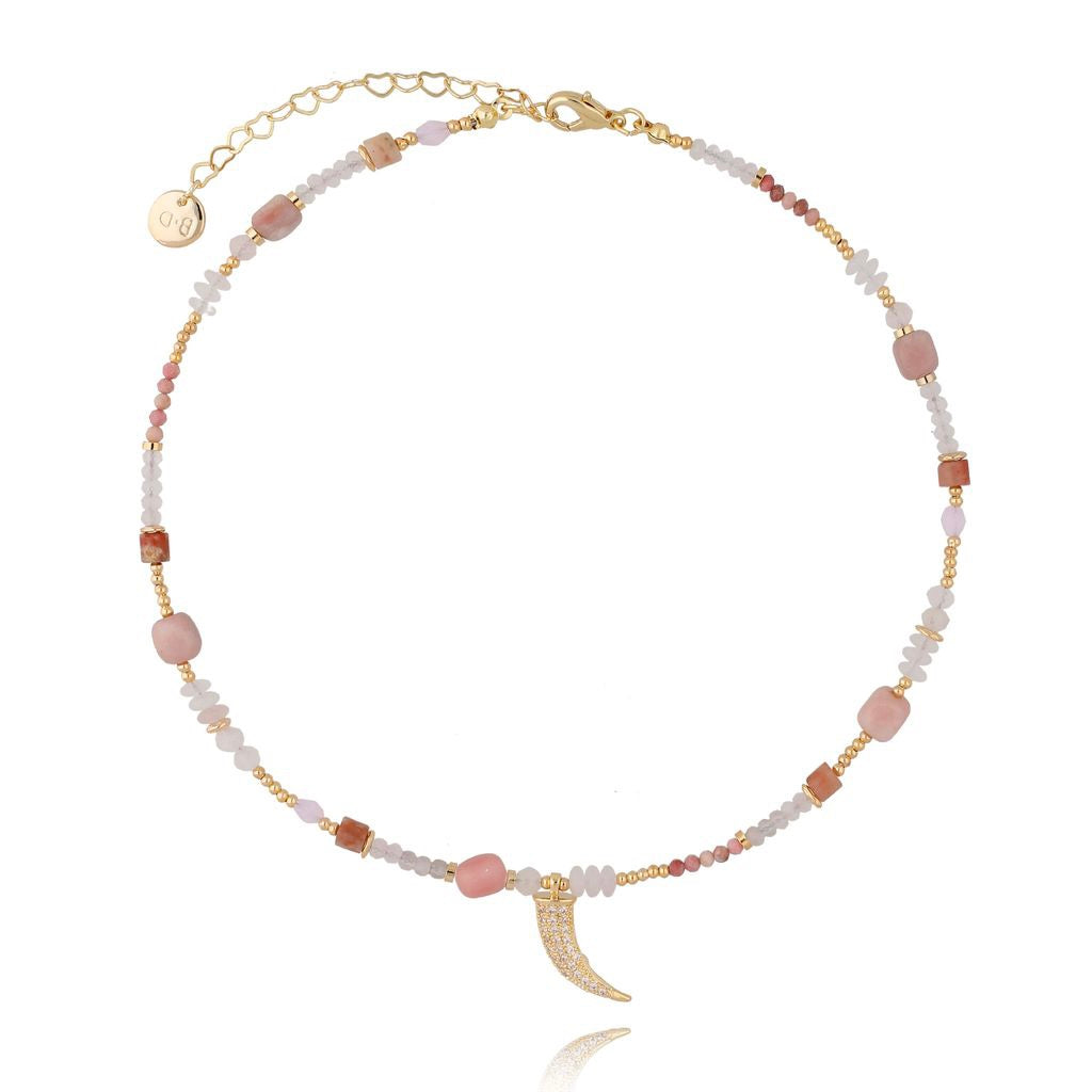 Cream Agate Choker with Zircon Horn