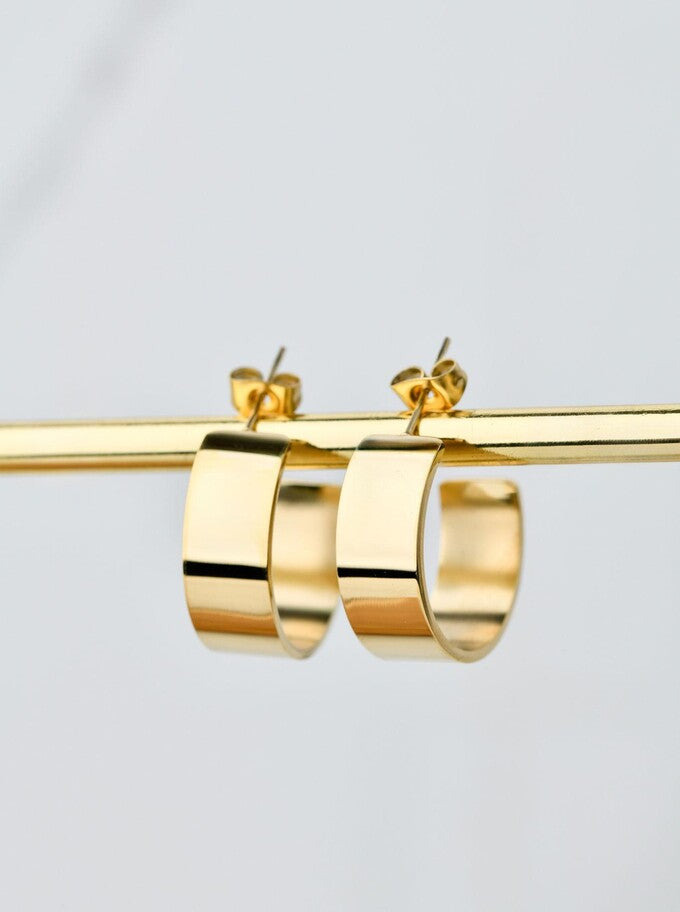 14k Gold Plated Wide Hoop Earrings