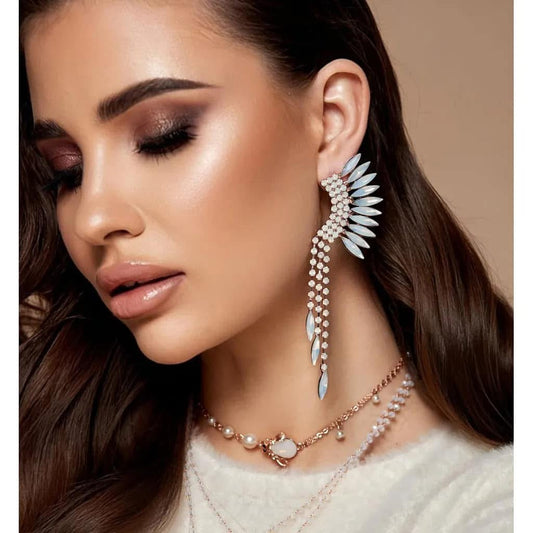 Milk White with Rose Gold Brady Drop Crystal Earrings