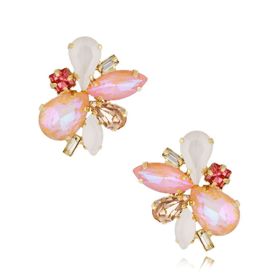 White & Baby Pink Crystals Earrings Do it For Me