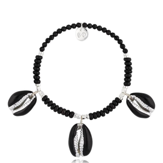 Silver and Black Shells Bracelet Ocean