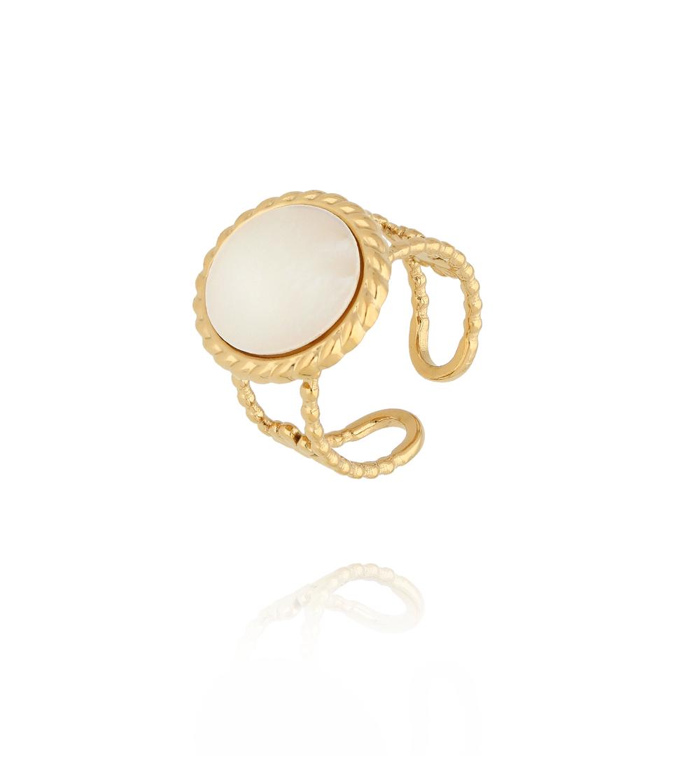 Gold Plated Ring with Round Pearl Earth 0055