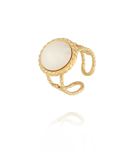 Gold Plated Ring with Round Pearl Earth 0055