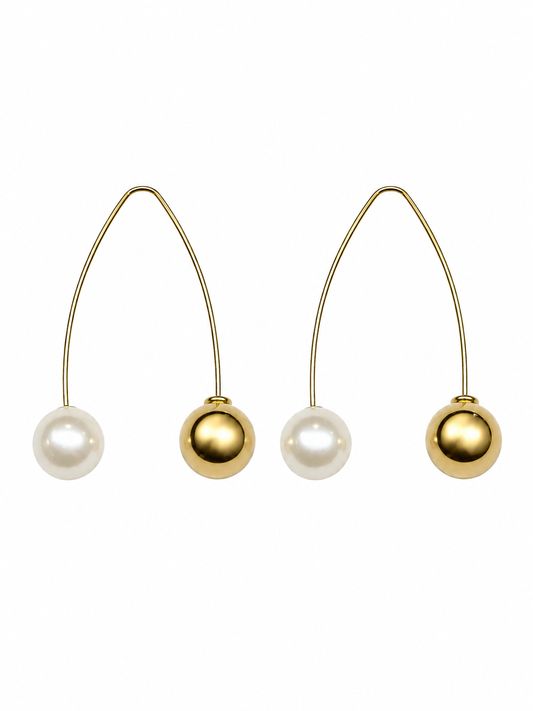 14k Gold Plated Pearl and Gold Harmony Balls