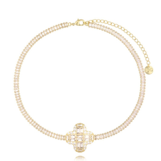 Transparent Crystal Necklace with Crystal Clover Pendant