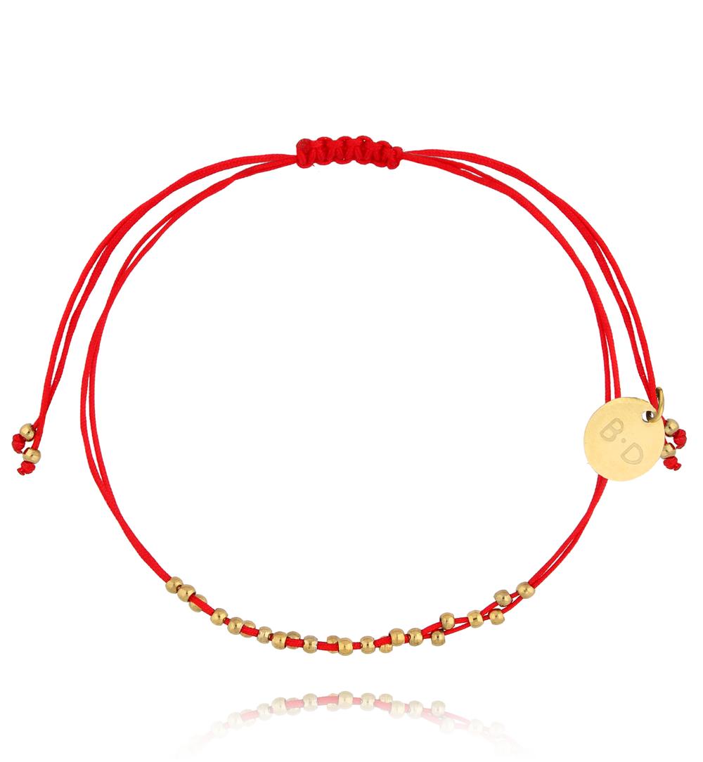 Get Lucky Red Double String Bracelet with Gold Plated Beads