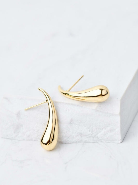 14k Gold Plated Long Teardrops Earrings