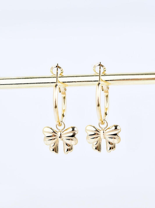 14k Gold Plated Bow Hoop Earrings