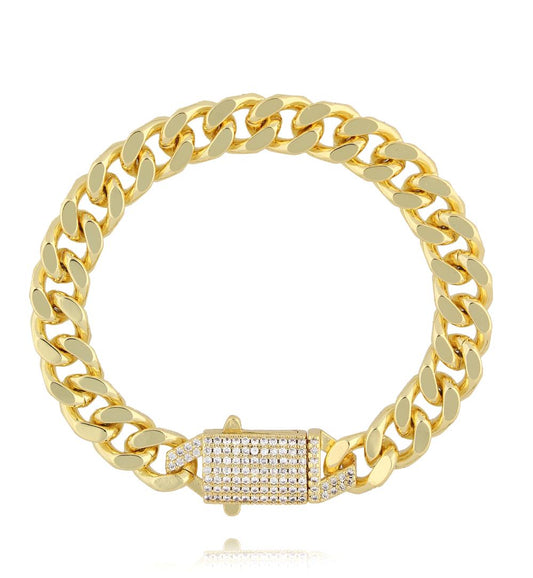 Glam Rock Zirconium Statement Chain Bracelet