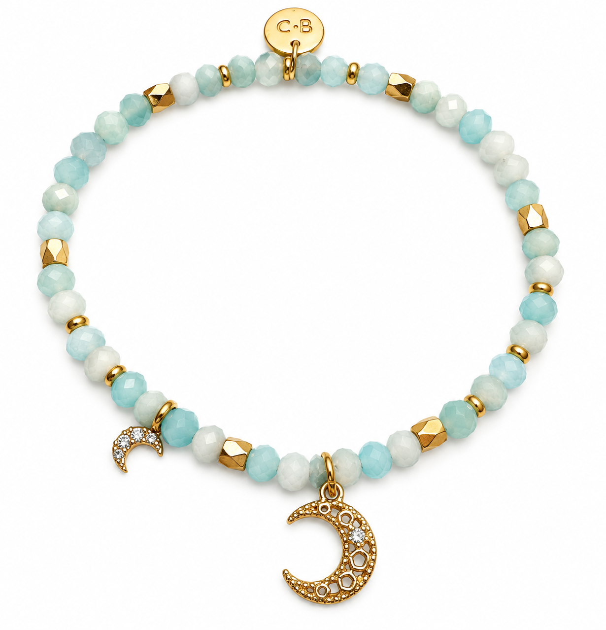Turquoise Natural Stones Bracelet with Moon Pendants