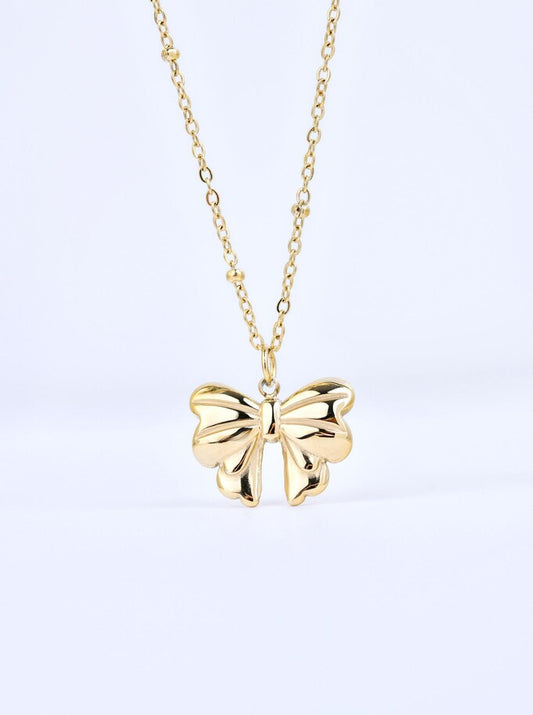 14k Gold Plated Bow Necklace