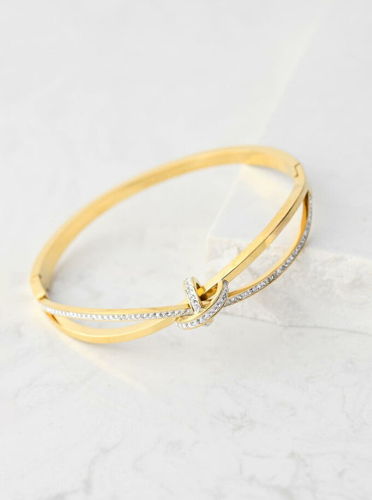 14k Gold Plated Oval Crystals Node Bracelet