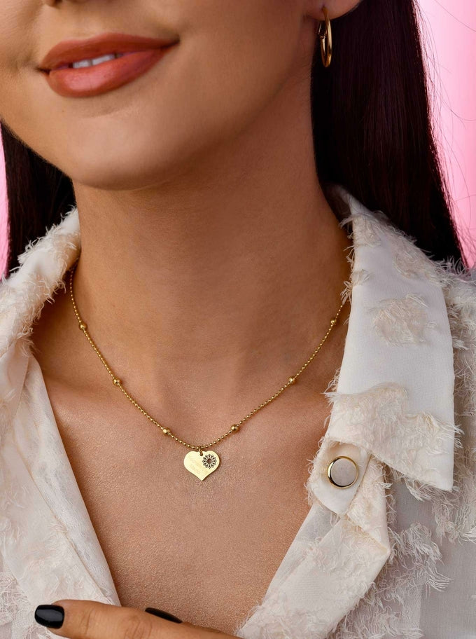 14k Gold Plated Necklace with “Kocham Cie Mamo” Heart